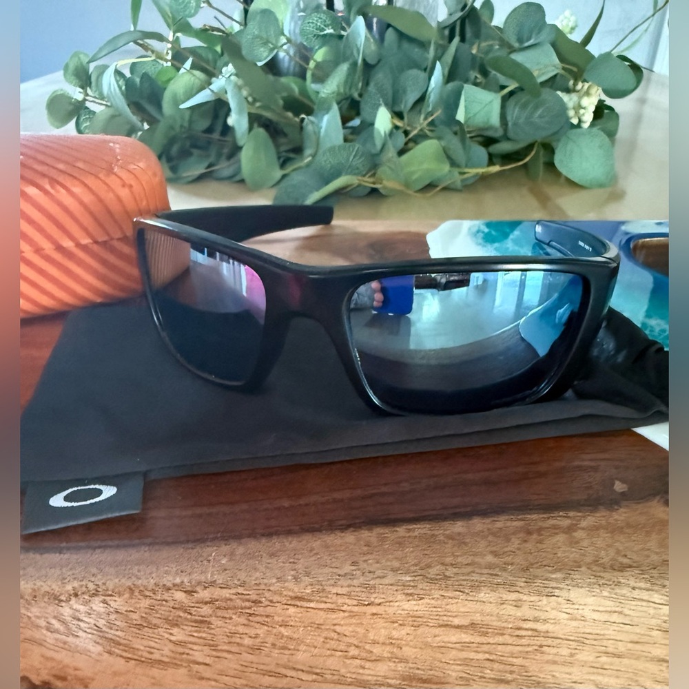 Oakley Fuel Cell Matte Black Sunglasses with Ice Blue Polarized Lenses - Picture 5 of 12